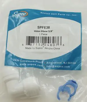 Supco 3/8" Union Elbow, 90 degree angle, for Hot or Cold Applications, SPFE38