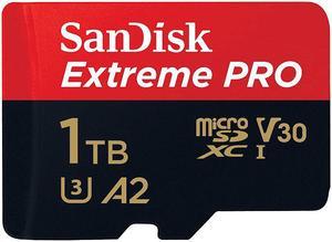 SanDisk Extreme Pro - Flash memory card - 1TB - A2 / Video Class V30 / UHS-I U3 / Class10 - microSDXC UHS-I SDSQXCZ-1T00