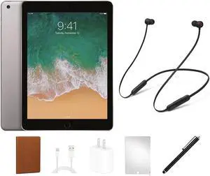 Refurbished Apple iPad 6 (6th Gen, 2018) 128GB, Space Gray, Wi-Fi only, Beats Bundle. BUNDLE INCLUDES: iPad Beats Flex Headphones, Case, Screen Protector, stylus pen, charging accessories.