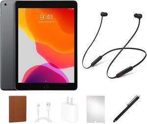 Apple iPad 7 32GB 10.2" Space Gray Wi-Fi Only Bundle with Beats or JBL headset, Case, Screen Protector, Stylus Pen and Charging Accessories