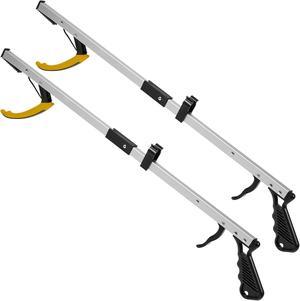 Reacher Grabber Pickup Tools with Magnetic Tips - (2-Pack) 6-Inch Long & Wide Claw Arm Gripping Device, Lightweight & Durable Indoor and Outdoor Extender Reaching Mobility Aid and Trash Picker Upper