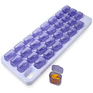 Monthly Pill Organizer - 31 Day Pill Organizer with Large Removable Medication Pods, Portable Pill Case Box and Holder for Daily Medicine and Vitamins for Travel, Purple Monthly Pill Organizer - 31 Day Pill Organizer with Large Removable Medication Pods, Portable Pill Case Box and Holder for Daily Medicine and Vitamins for Travel, Purple
