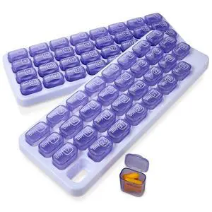 Monthly Pill Organizer - (Pack of 2) 31 Day Pill Organizer with Large Removable Medication Pods, Portable Pill Case Box and Holder for Daily Medicine and Vitamins for Travel, Purple Monthly Pill Organizer - (Pack of 2) 31 Day Pill Organizer with Large Removable Medication Pods, Portable Pill Case Box and Holder for Daily Medicine and Vitamins for Travel, Purple