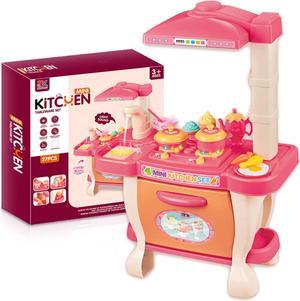 Mini Play Kitchen Sink Toy Sink, 27 Pcs Set - Pretend Role Play Kitchen Toys Set with Working Faucet and Dishes Playset for Girls, Toddler and Boys