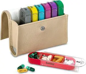 Weekly Travel Pill Organizer - Prescription and Medication Wallet Pill Box Reminder, Pill Container Dispenser Case, Vitamin Caddy Organizer, for 4 Times A Day, 7 Days a Week Weekly Travel Pill Organizer - Prescription and Medication Wallet Pill Box Reminder, Pill Container Dispenser Case, Vitamin Caddy Organizer, for 4 Times A Day, 7 Days a Week