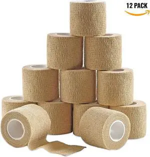 MEDca Self Adherent Cohesive Wrap Bandages 2 Inches X 5 Yards 12 Count with Strong Elastic First Aid Tape for Sprain Swelling and Soreness on Wrist and Ankle (Skin Color) MEDca Self Adherent Cohesive Wrap Bandages 2 Inches X 5 Yards 12 Count with Strong Elastic First Aid Tape for Sprain Swelling and Soreness on Wrist and Ankle (Skin Color)