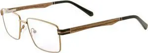 SHINU Wooden Rectangle Metla Glasses Anti blue Light Clear Lens Filter Harmful Rays-W904