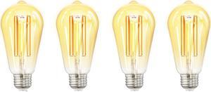 eco4life Smart LED Amber Filament Bulb, ST19 Edison, 60W Equivalent, E26/E27 Base, Dimmable, Compatible with Amazon Alexa, Google Assistant, Siri- No Hub Required (4 Pack)