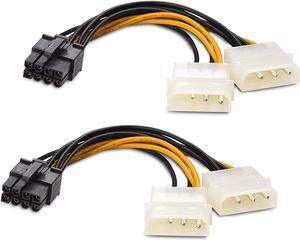 Cable Adapter (2-Pack) 8-Pin PCIe to Molex (2x) Power Cable 7Inches