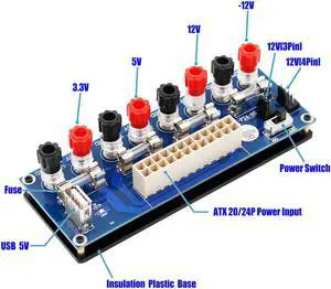 Upgrade version  ATX Power supply Breakout Adapter with USB 5V port and insulation plastic base
