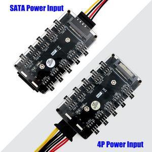 10 way Fan Splitter Hub with PMMA Case and Magnetic standoff (Power from One 4-Pin Molex or SATA 15-Pin connector)