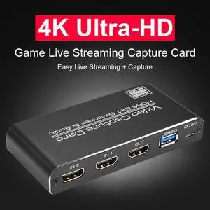 HD 1080P USB 3.0 Video Capture Card 2X1 Loop 4K & MIC+Audio Capture Board Game Record Live Streaming Local Loop Out