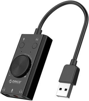 SC2 External USB Sound Card Volume Adjustable 3-Port Mic Headphone Audio Card Adapter for PC  External sound card