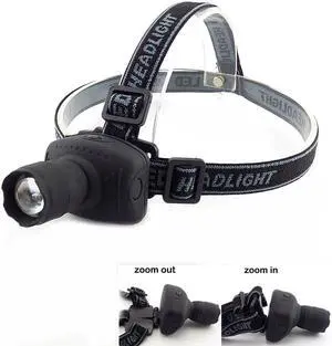 LED Head Torch HeadLight Zoomable Lamp Frontale Lantern Flashlight High Bright Adjustable Headlamp 3-Mode Light 3x AAA Battery