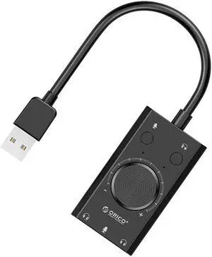 SC2 External USB Sound Card Volume Adjustable 3-Port Mic Headphone Audio Card Adapter for PC