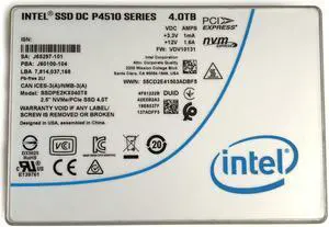 Intel 4TB SSD DC P4510 2.5 U.2 NVMe PCIe SSDPE2KX040T8 SSDPE2KX040T801 Solid State Drive for Dell HP Lenovo Supermicro