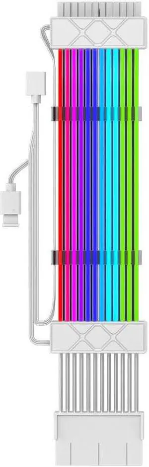 24Pin Addressable RGB Power Extension Cable Double Side Lighting Mode for MB ATX/Matx Case PC Computer Black (Glow line size:250*58*17mm)