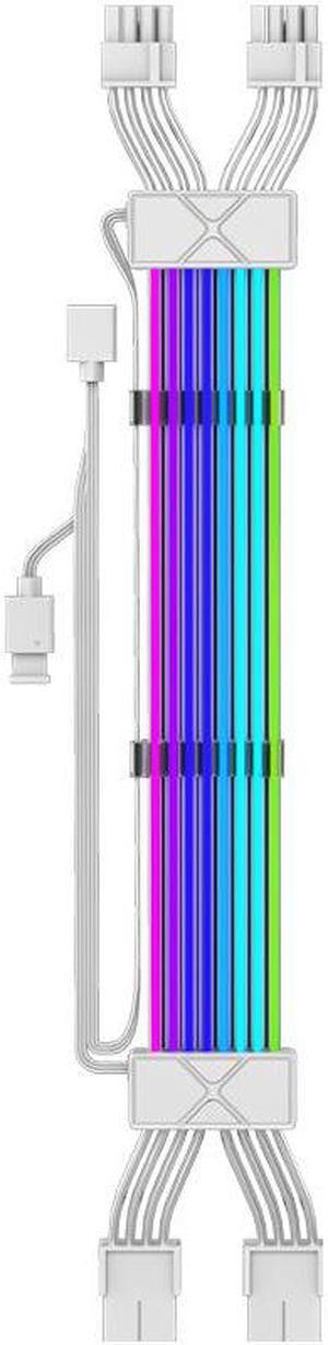 2*8PIN Addressable RGB Power Extension Cable Double Side Lighting Mode for CPU PCIE ATX/Matx Case PC Computer Black (Glow line size:300*41*17mm)