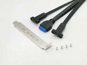USB3.0 Motherboard 19/20Pin to USB-C Type-C Dual Ports Female PCI-E Back Panel 5Gbps Cable