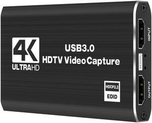 4K 1080P 60FPS Video Capture Card with Mic & Audio, HDMI Loop-Out Supported, HDCP 2.2,  USB 3.0, Work with Xbox PS5 PS4 Switch DSLR for OBS Twitch Live Streaming and Recording
