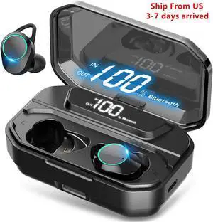 Wireless Earbuds, Nurbenn Bluetooth 5.0 Headphones True Wireless Ear Buds IPX7 Waterproof Dual Built-in Mic Earphones with 4000mAh Charging Case for 120H Extended Playtime