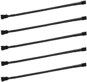 Gillbro's  5 Pack- 11.8 inch PWM Fan Extension Cable PC Fan Extension Cable Compatible with ATX Case 3 Pin & 4 Pin Cooling Fans Durable Black Nylon Braided Case Fan Extension Cable