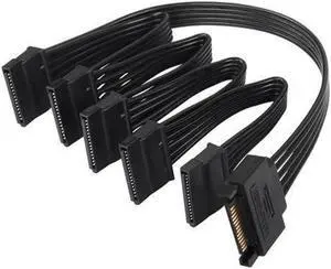 Gillbro's SATA Power Splitter Cable SATA 15 Pin Male to 5 Female Power Splitter Extension Cable Serial ATA Power Cable Splitter Hard Drive Power Cable (50cm+10cm+10cm+10cm+10cm)