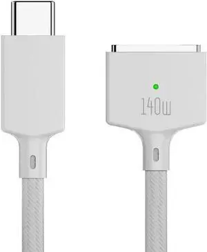 2M USB Type C to Magsafe 3 Magnetic Charger Cord Laptop Charging Cable Converter PD 140W for MacBook Air/Pro A2442 A2485 A2681 White
