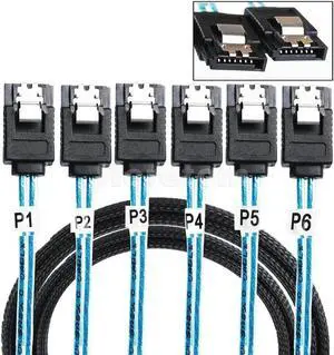 Aomoproing FOR SATA 3.0 III 6Gbps SAS Cable for Server SATA 7 Pin to SATA 7 Pin Data Cable Breakout Cable Hard Drive Splitter Cable