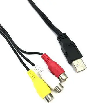 Aomoproing FOR USB Male to 3RCA RGB Female AV Audio Video Composite Cable Cord Adapter Converter Connector Component Lead RCA Cable