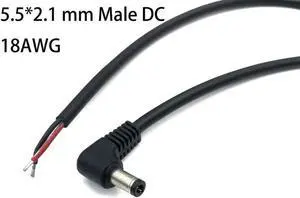 Aomoproing FOR DC Tip Power Plug Connector 5.5*2.1 mm Male Right Cord Cable DC 5.5 x 2.1mm Power Plug Connector Male Cable Wire