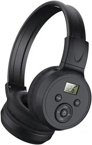 Aomoproing  Portable Wireless FM Radio Headphones , Rechargeable FM Radio Headset Receiver for Meeting, Daily Works, Hiking, Jogging