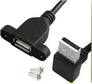 Aomoproing FOR Industrial Computer Case Usb2.0 Extension Cable With Ear Fixed Elbow Usb Lock Screw Panel Data Connected To The Computer Usb Fla