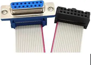 Aomoproing FOR FC-10/16/26/40 To DIDC DB9/15/25/37 Pin Ribbon Cable 2.54mm Pitch Male to Female Flat Cable RS232 COM Connector Cable