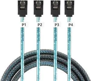Aomoproing FOR Hard Drive Cable MINISAS 4-to-4 SATA 6G Data Cable 4 Pairs 4Sata Cable SAS to SATA 1M