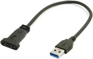 Aomoproing FOR USB-C USB 3.1 Type C to USB 3.0 A Data Cable for Adapter Male to FemaleUSB 3.0 A Male Data Cable 20cm with Panel Mount Screw Hole