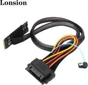 Aomoproing FOR M.2 (M-Key nvme) SFF-8643 to U.2 SFF-8639 Adapter with SATA 15P and 7P Right-Angle Cable