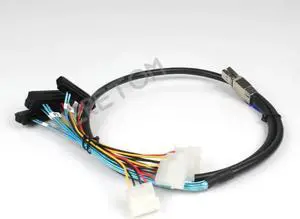 Aomoproing FOR Mini SAS HD (SFF-8644) to 4xSAS 29 Pin Female(SFF-8482) Mini-sas 8644 to 4 8482 With 4 Pin Power Cable 1M /100CM