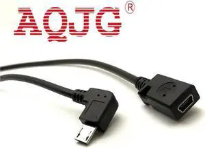 Aomoproing  FOR Usb 2.0 Mini Female to Micro Male Cable mini usb to Micro Extend cable 90 Right