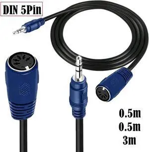Aomoproing FOR DIN to 3.5mm Cable, 50CM 5 Pin DIN Female to 3.5MM male SmartPhone AUX Headphone Stereo Adapter Input Cable 1.5m