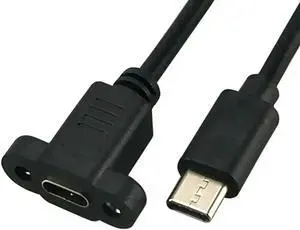 Aomoproing FOR 0 Panel Mount Type-C USB-C Male To Female Extension Cable type With Screw Hole Lock Connector Cable Spacing 17mm