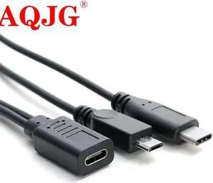 Aomoproing FOR 2 in 1 Micro USB Female to USB-C Type C USB 3.1 type-c & Micro USB Male Splitter Extension charging Y Cable