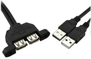 Aomoproing FOR Two-port conjoined USB2.0 extension cable with screw holes with ears can fix the double-layer USB extension cable baffle cable