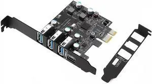 Aomoproing FOR PCIE to 3 ports USB3.0 converter 1 port USB3.1 Type-c PCI Express Expansion Card for Pro Fresco Fl1100 no need power supply