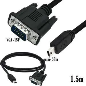 Aomoproing FOR Mini USB Male 5 pin To VGA D-SUB 15 Male Adapter Cable For Mobile DVD EVD 1.5m Aomoproing FOR Mini USB Male 5 pin To VGA D-SUB 15 Male Adapter Cable For Mobile DVD EVD 1.5m