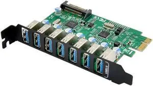 Aomoproing FOR PCI-e usb 3.0 Expansion Card 7 port USB 3.0 PCI express Expansion Card pcie usb3.0 to pcie Adapter converter sata power supply