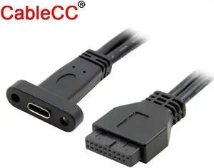 Aomoproing FOR Single Port USB 3.1 Type C USB-C Female to USB 3.0 Motherboard 19pin Header Cable 40cm High Quality Cable