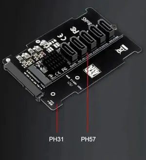 Aomoproing FOR M.2 NGFF B-Key to 5 Ports SATA3.0 Expansion Card with JMB575 set for SATA III 6GB/S Computer Expansion Adapter Accessories