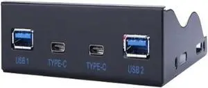 Aomoproing FOR Dual 5Gb/s USB 3.1 Type-C + USB 3.0 HUB 19Pin USB to Dual USB3.0 USB-C adapte 3.5 Front Panel Floppy Disk Bay