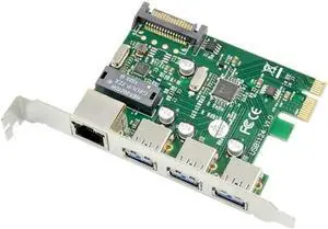Aomoproing FOR PCI-E To 3 Ports USB 3.0 + RJ45 Network Control Expansion Card USB HUB + LAN usb3.0 to pcie card 1000M